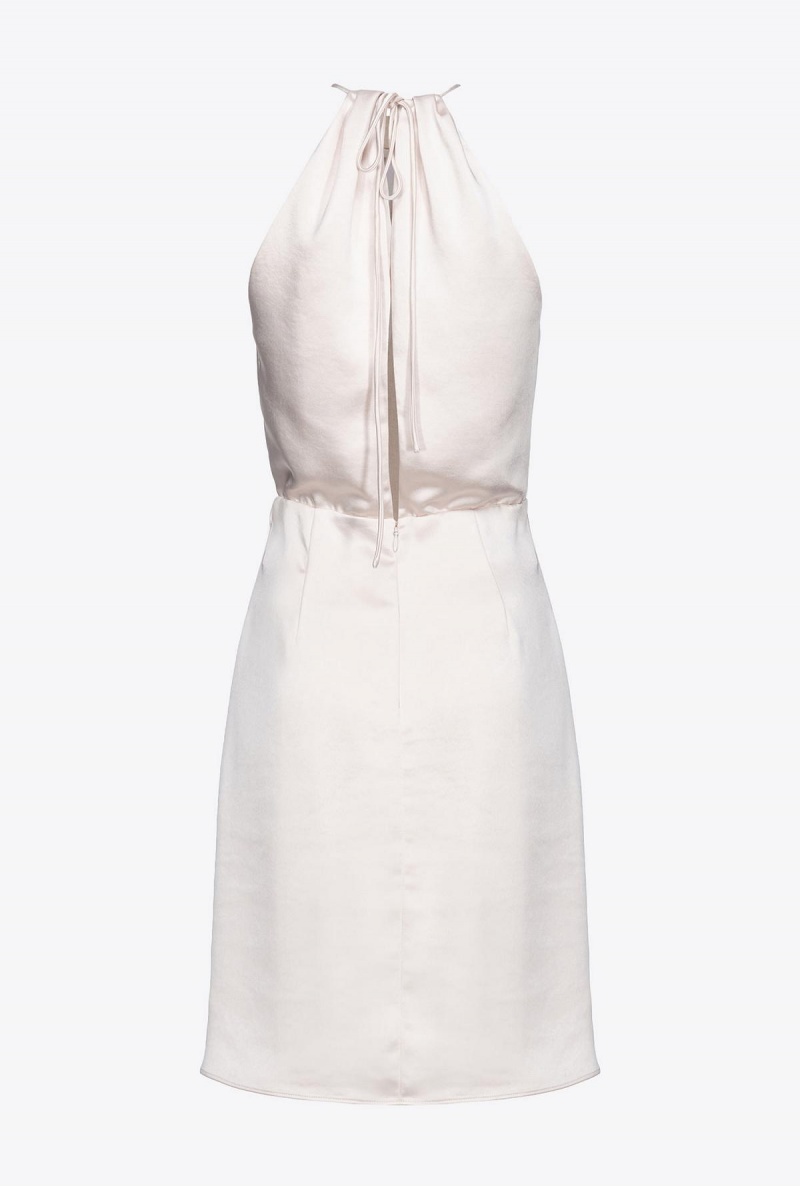 PASTEL PARCHMENT Pinko Hammered satin mini dress | MYZDE17125