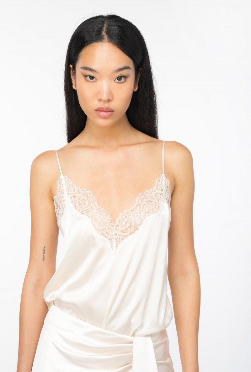 PASTEL PARCHMENT Pinko Lace lingerie top | MYJBT96816
