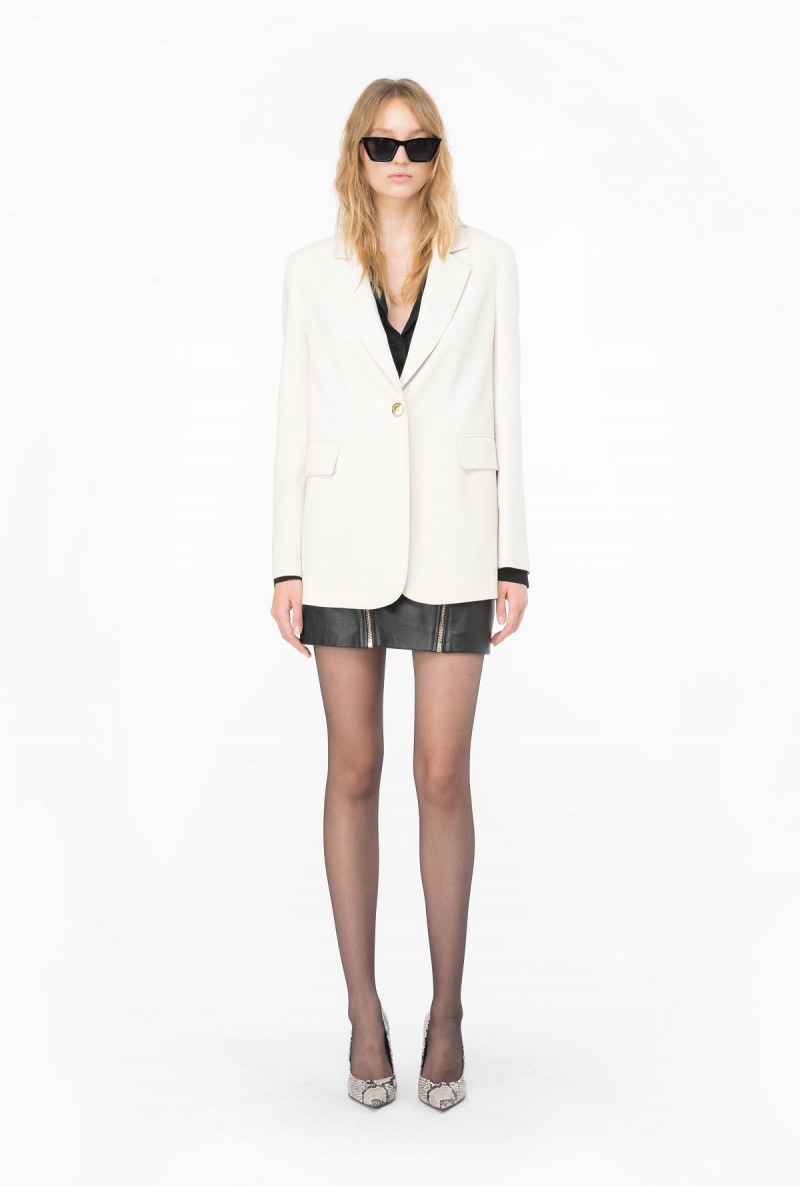 PASTEL PARCHMENT Pinko Single-breasted stretch crêpe blazer | MMYFT98147