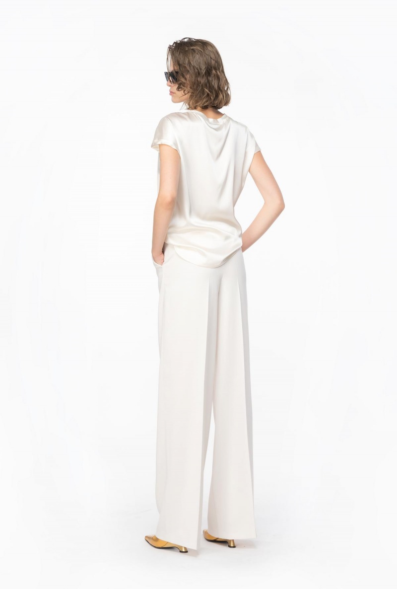 PASTEL PARCHMENT Pinko Stretch satin top | MMYFT11872