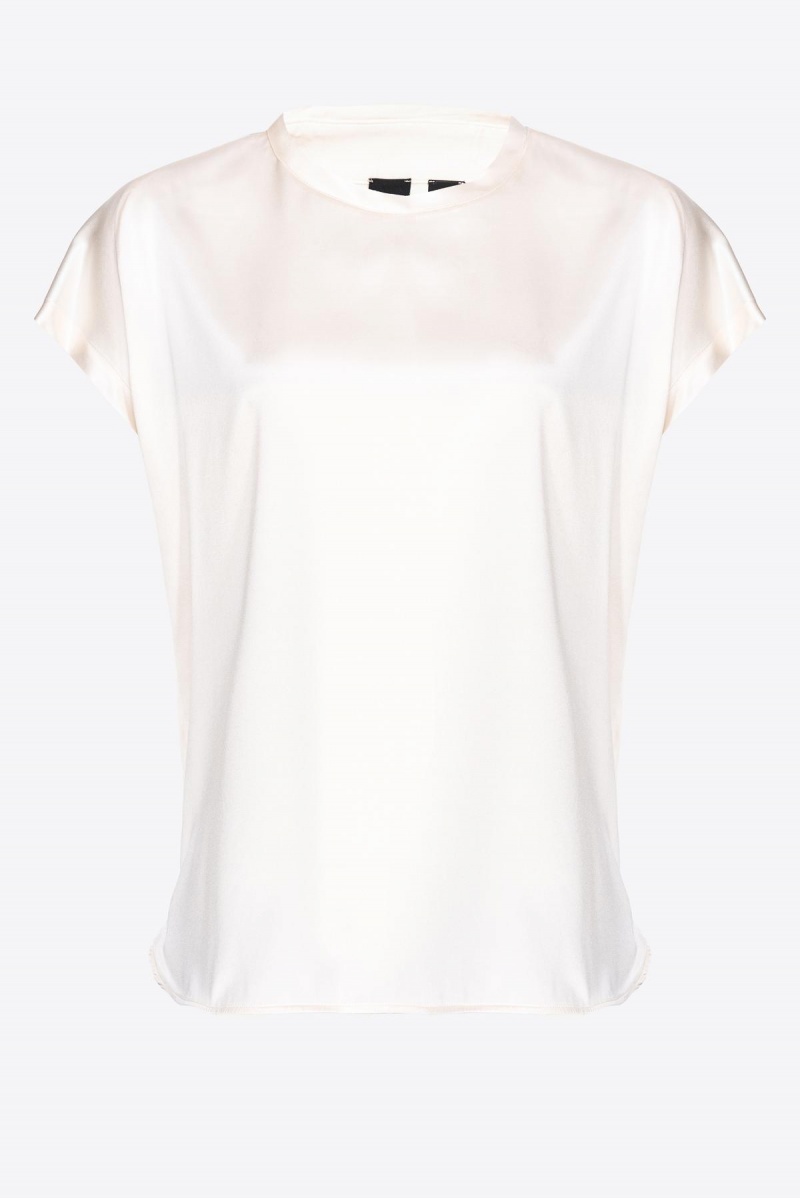 PASTEL PARCHMENT Pinko Stretch satin top | MMYFT11872