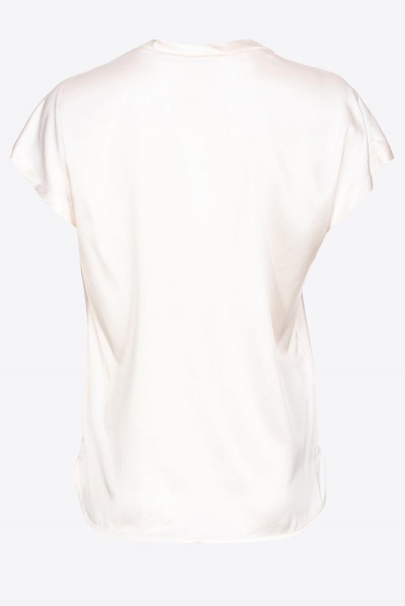 PASTEL PARCHMENT Pinko Stretch satin top | MMYFT11872