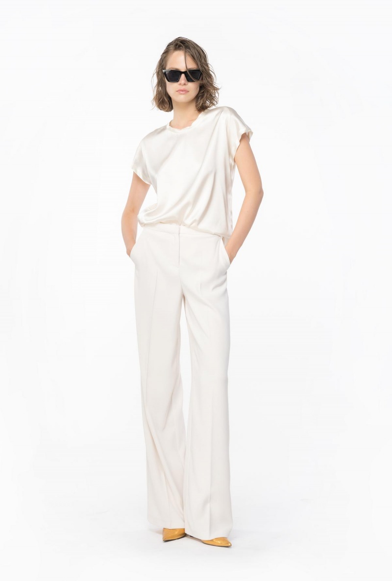 PASTEL PARCHMENT Pinko Wide-leg stretch trousers | FMYUI50685