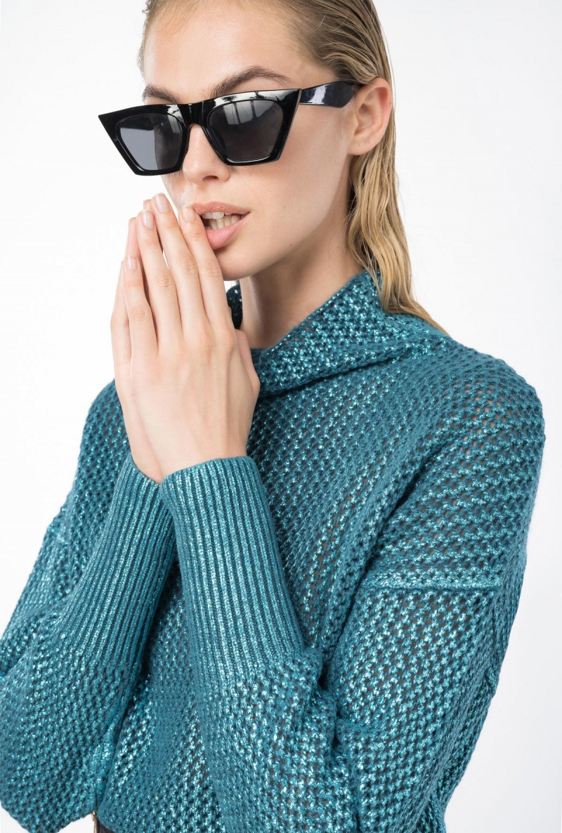 PEACOCK/TURQUOISE Pinko Laminated ribbed pullover | FMYHY73055