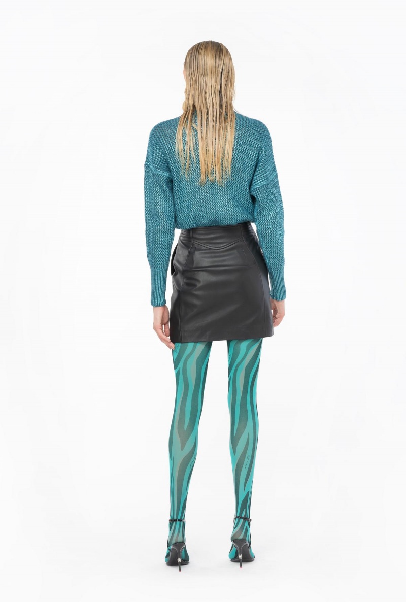 PEACOCK/TURQUOISE Pinko Laminated ribbed pullover | FMYHY73055