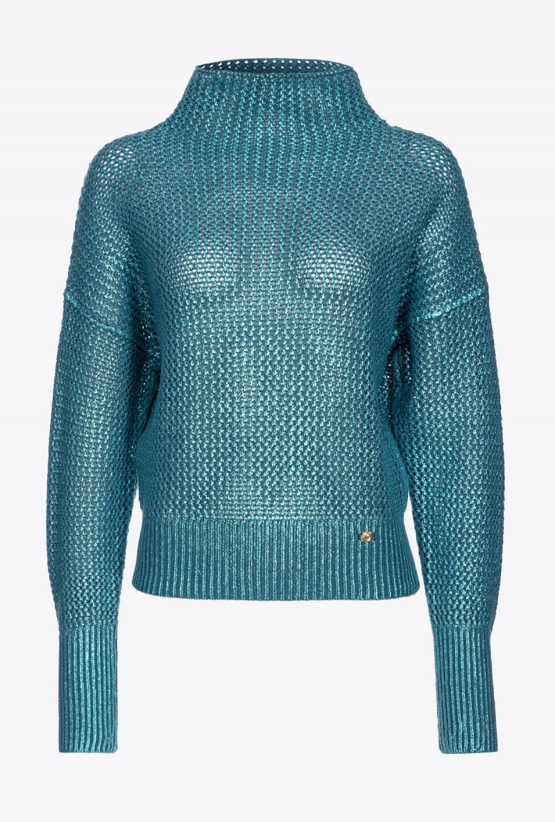PEACOCK/TURQUOISE Pinko Laminated ribbed pullover | FMYHY73055