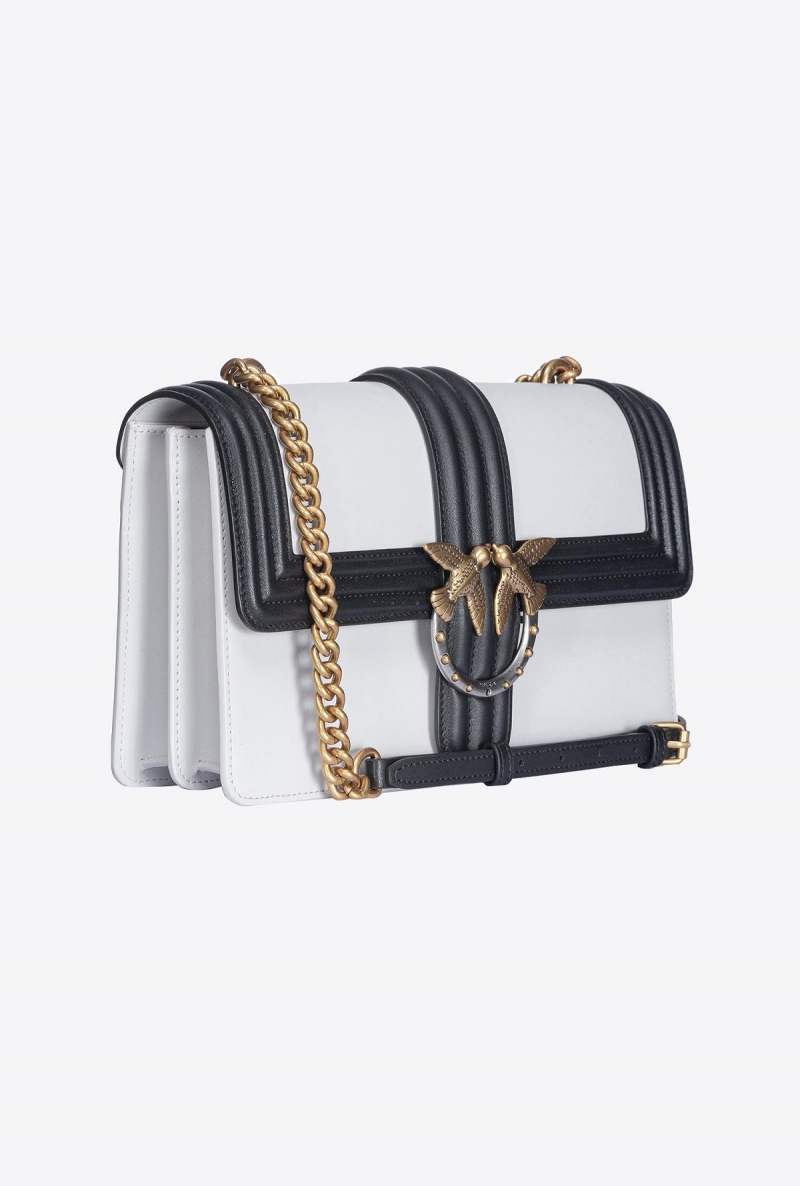 PENGUIN GREY-ANTIQUE GOLD Pinko Classic Love Bag One with piping | YMYVQ45087