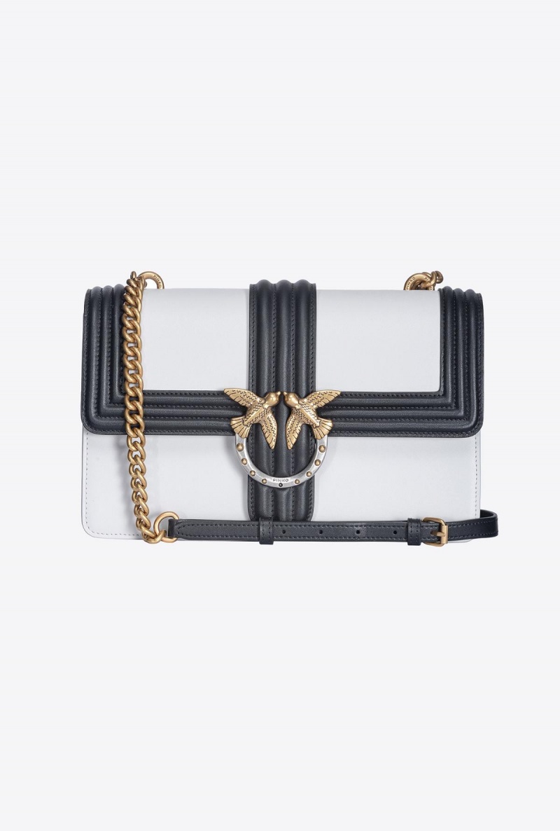 PENGUIN GREY-ANTIQUE GOLD Pinko Classic Love Bag One with piping | YMYVQ45087