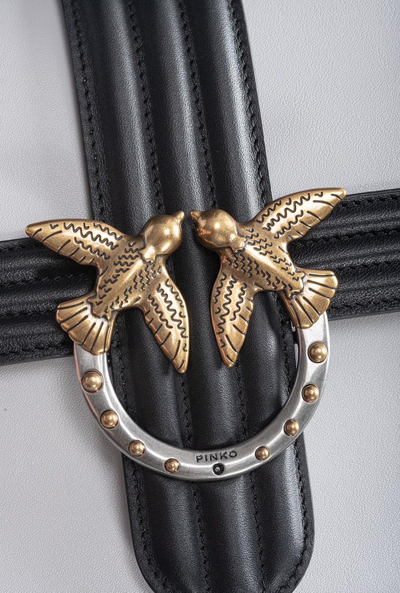 PENGUIN GREY-ANTIQUE GOLD Pinko Classic Love Bag One with piping | QMYUV15288