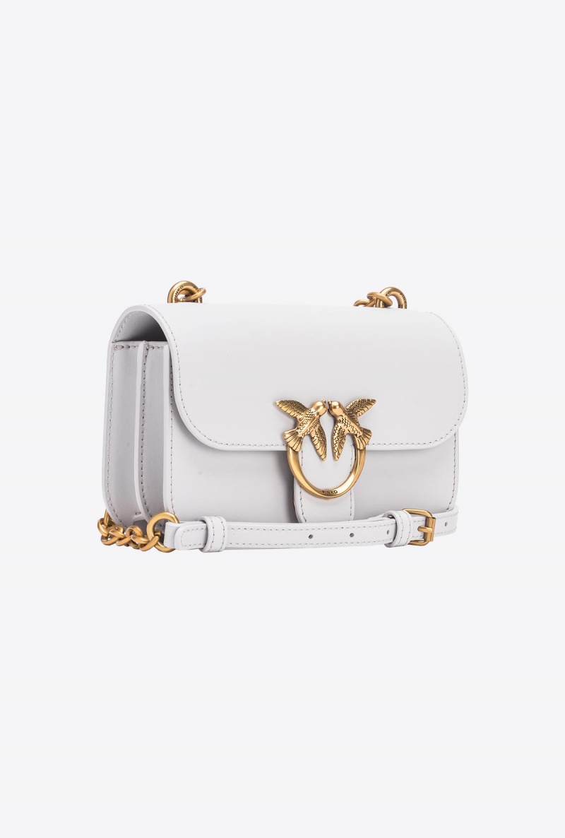 PENGUIN GREY-ANTIQUE GOLD Pinko Mini Love Bag Bell in leather | TMYWZ96963