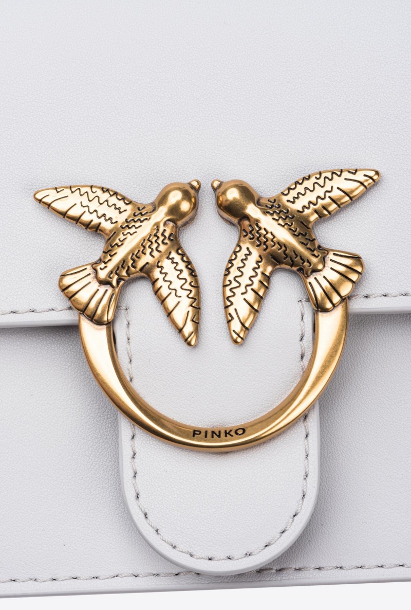 PENGUIN GREY-ANTIQUE GOLD Pinko Mini Love Bag Bell in leather | TMYWZ96963