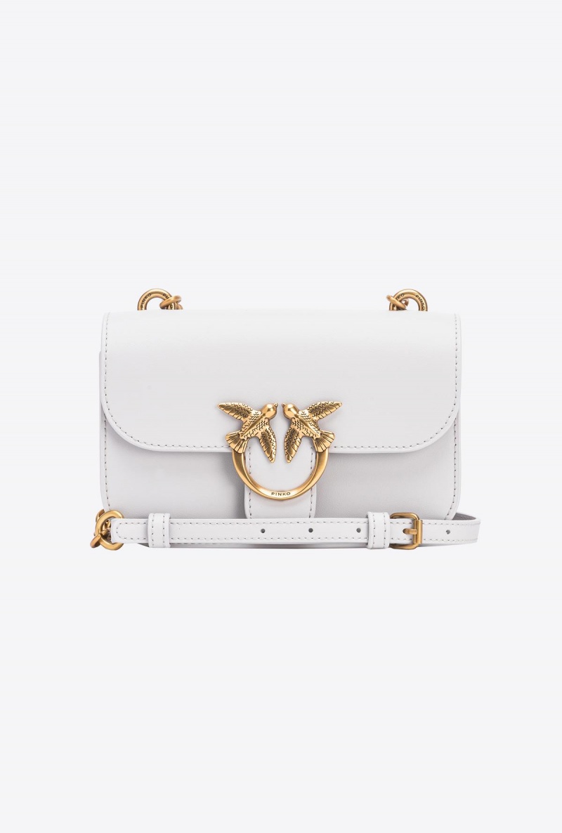 PENGUIN GREY-ANTIQUE GOLD Pinko Mini Love Bag Bell in leather | TMYWZ96963