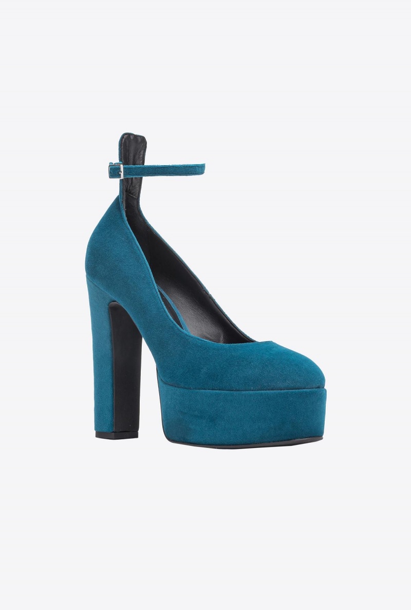 PETROL BLUE-PACIFIC BLUE Pinko Velvet Mary Janes | MYEGJ99090