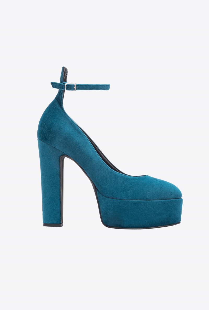 PETROL BLUE-PACIFIC BLUE Pinko Velvet Mary Janes | MYEGJ99090