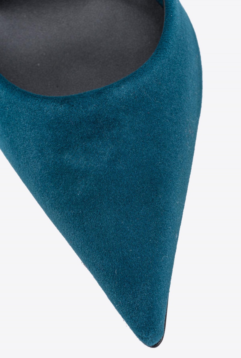 PETROL BLUE-PACIFIC BLUE Pinko Velvet slingbacks with rhinestones | SMYVO88685