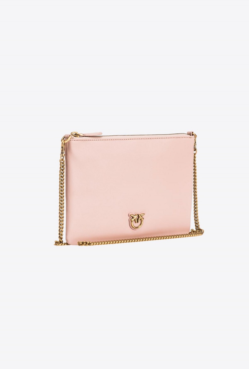 PINK/DUSTY PINK-ANTIQUE GOLD Pinko Classic Flat Love Bag Simply | AMYWC92752