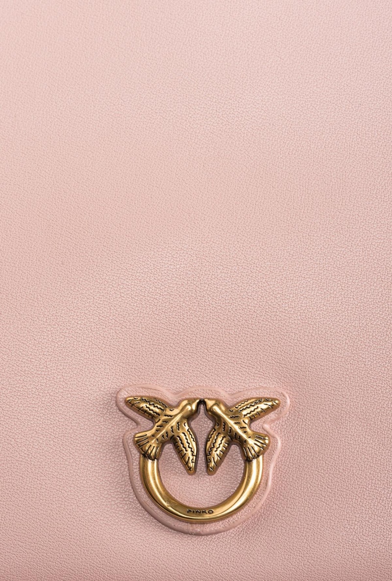 PINK/DUSTY PINK-ANTIQUE GOLD Pinko Classic Flat Love Bag Simply | AMYWC92752