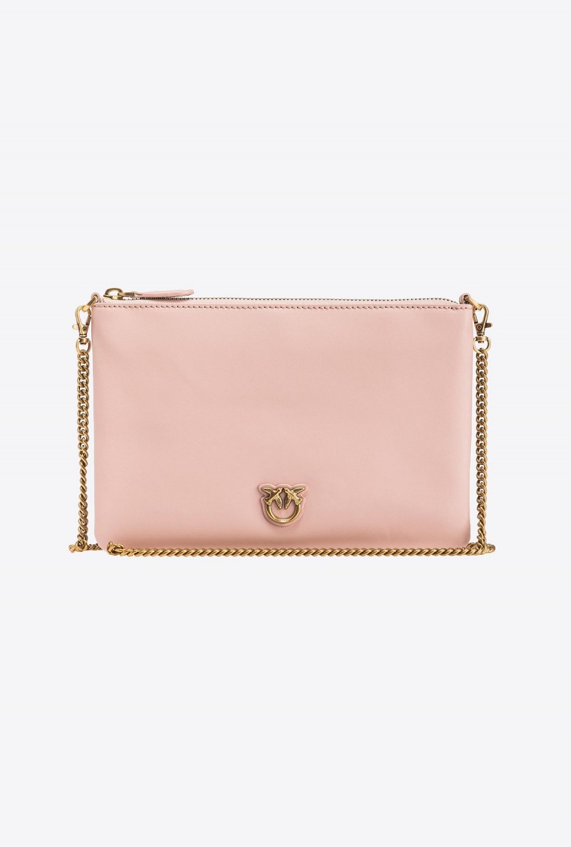 PINK/DUSTY PINK-ANTIQUE GOLD Pinko Classic Flat Love Bag Simply | AMYWC92752
