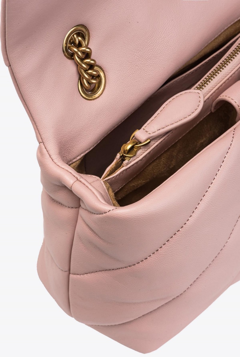 PINK/DUSTY PINK-ANTIQUE GOLD Pinko Classic Love Bag Puff Maxi Quilt | FMYHY51376