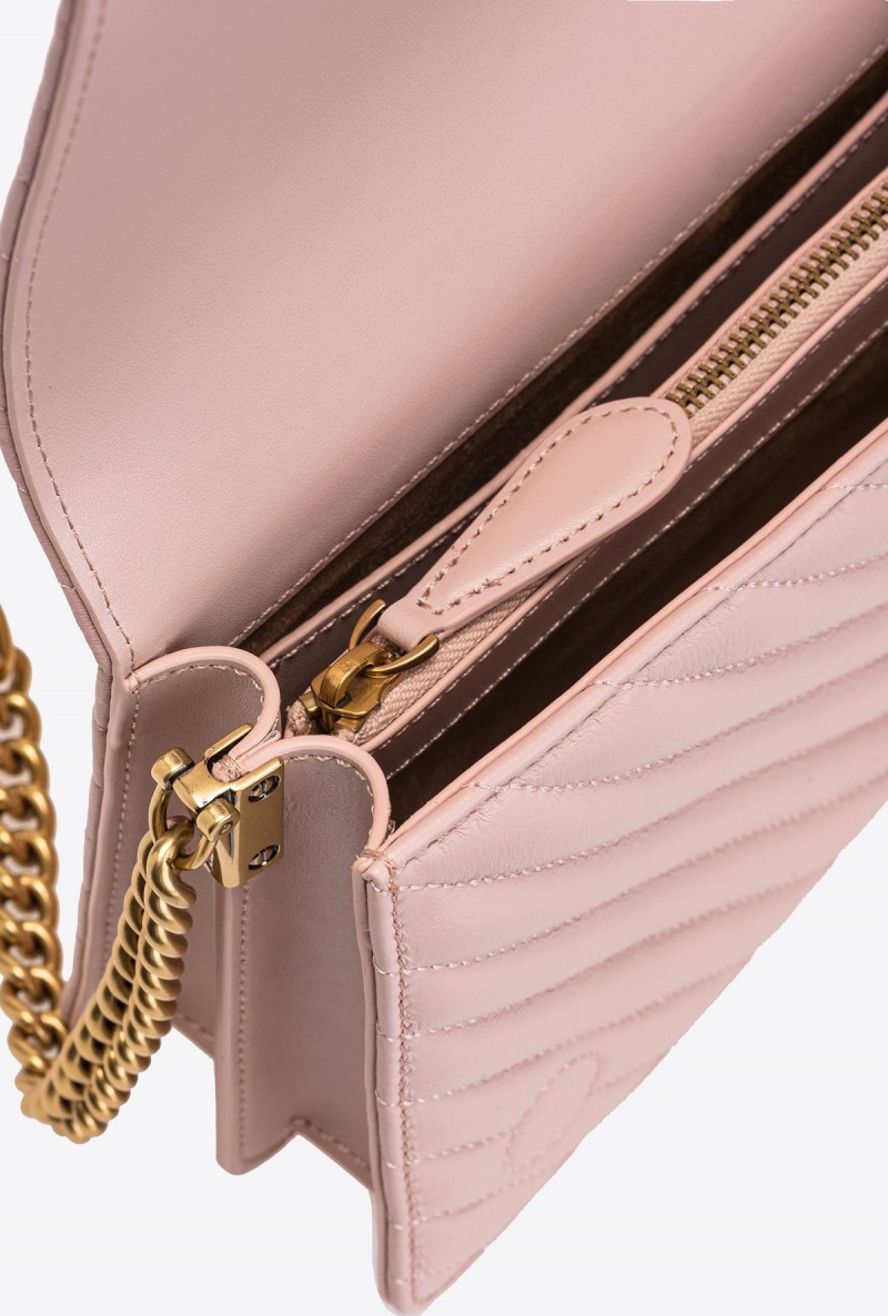 PINK/DUSTY PINK-ANTIQUE GOLD Pinko Classic Love Bag Click Chevron | LMYTR96822