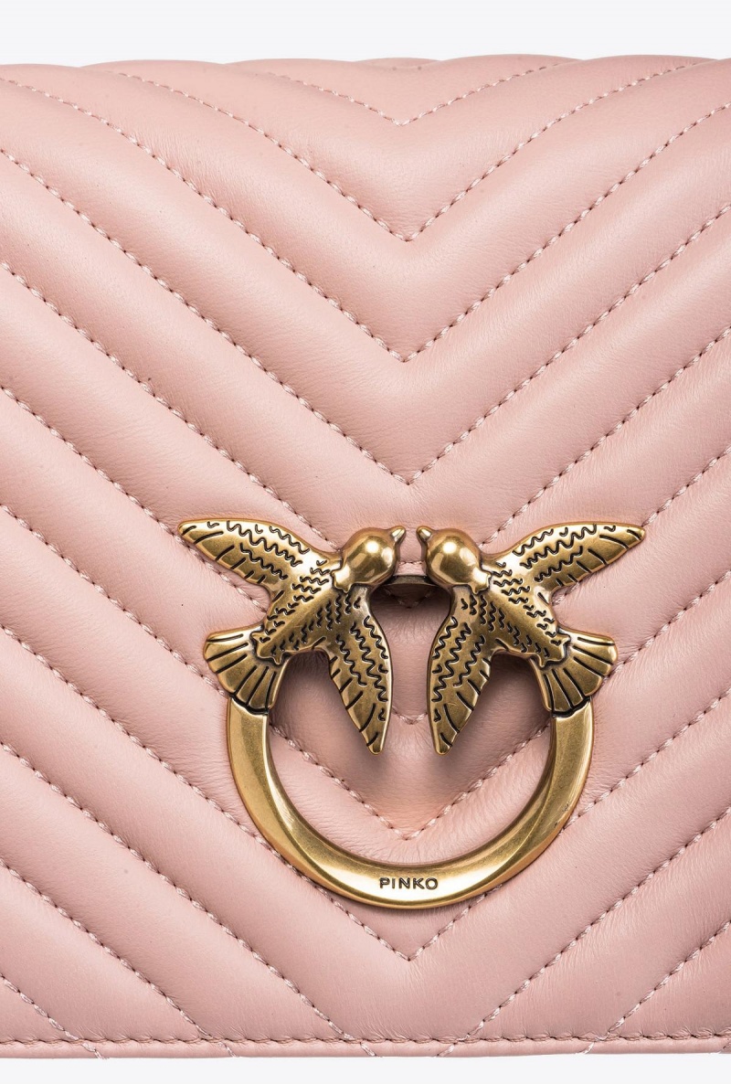 PINK/DUSTY PINK-ANTIQUE GOLD Pinko Classic Love Bag Click Chevron | LMYTR96822