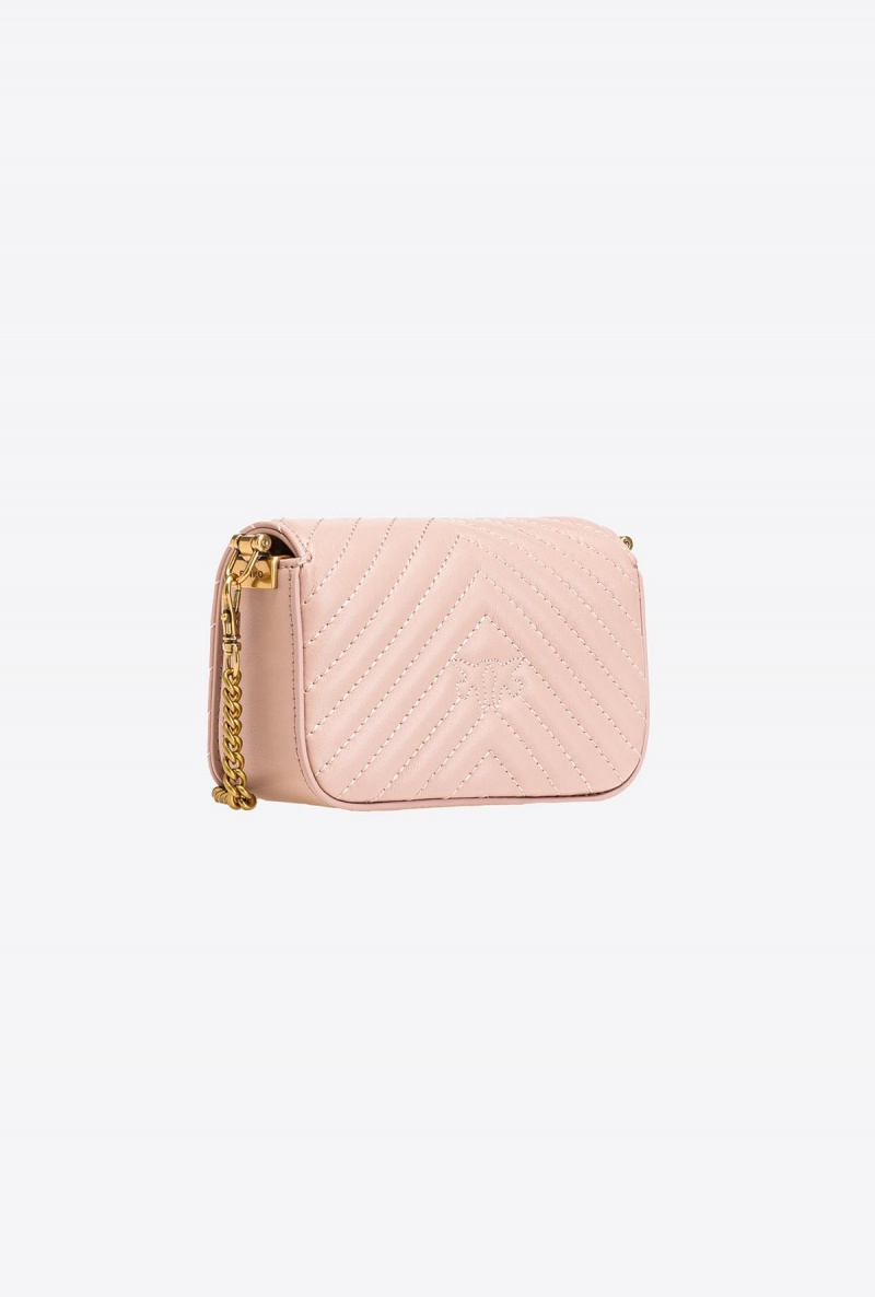 PINK/DUSTY PINK-ANTIQUE GOLD Pinko Micro Love Bag Click Chevron | MYDFL85132