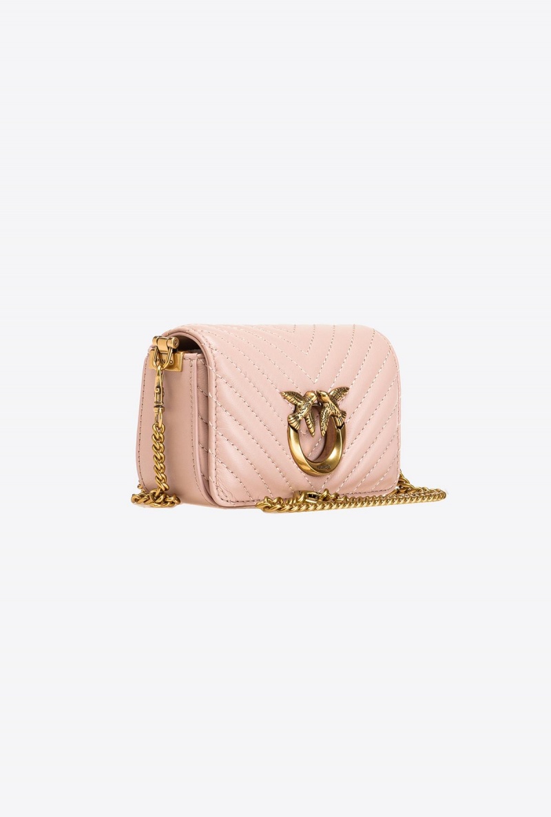 PINK/DUSTY PINK-ANTIQUE GOLD Pinko Micro Love Bag Click Chevron | MYDFL85132