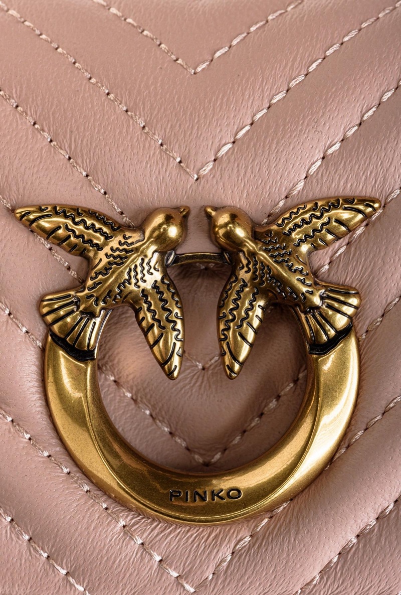 PINK/DUSTY PINK-ANTIQUE GOLD Pinko Micro Love Bag Click Chevron | MYDFL85132