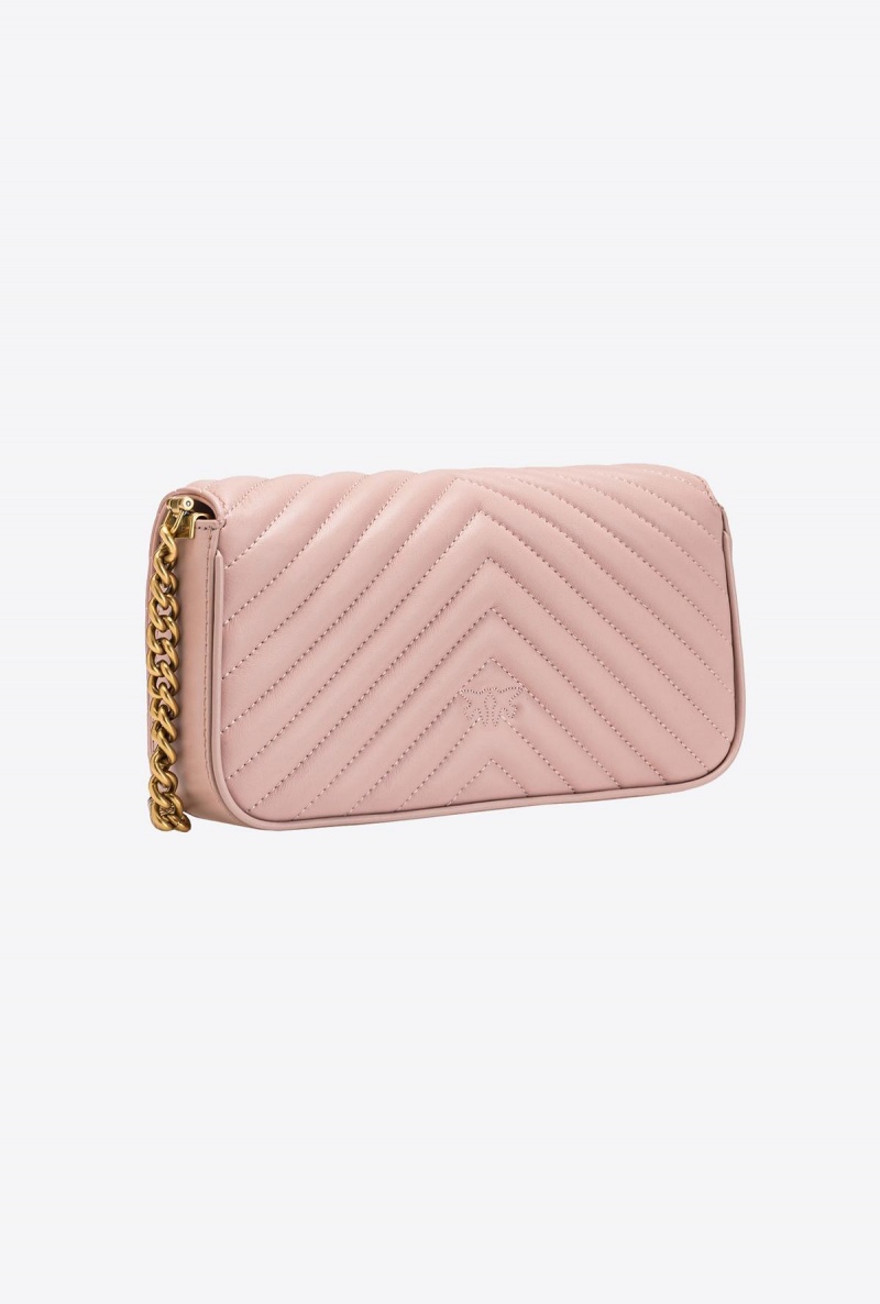 PINK/DUSTY PINK-ANTIQUE GOLD Pinko Mini Love Bag Click Baguette Chevron | PMYER18025
