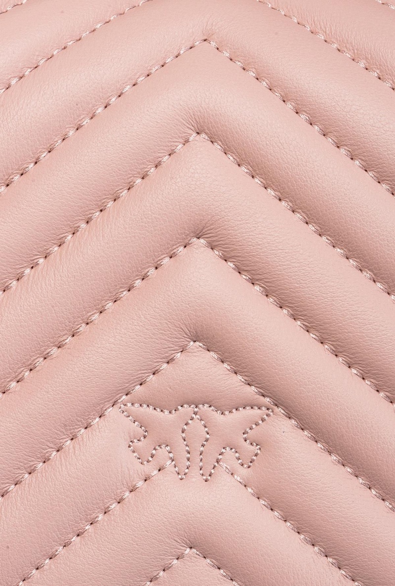 PINK/DUSTY PINK-ANTIQUE GOLD Pinko Mini Love Bag Click Baguette Chevron | PMYER18025