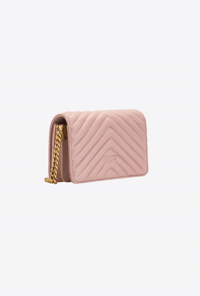 PINK/DUSTY PINK-ANTIQUE GOLD Pinko Mini Love Bag Click Chevron | MYNEJ38665