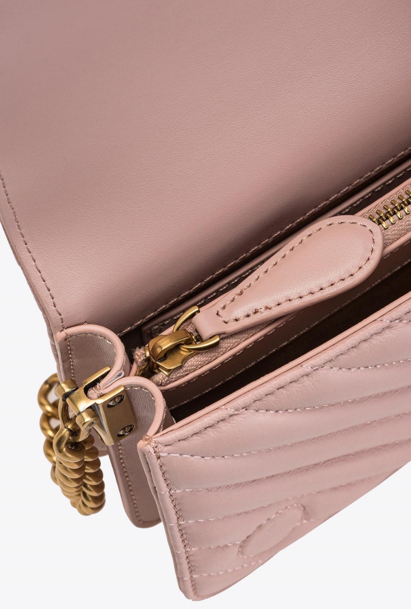PINK/DUSTY PINK-ANTIQUE GOLD Pinko Mini Love Bag Click Chevron | MYNEJ38665