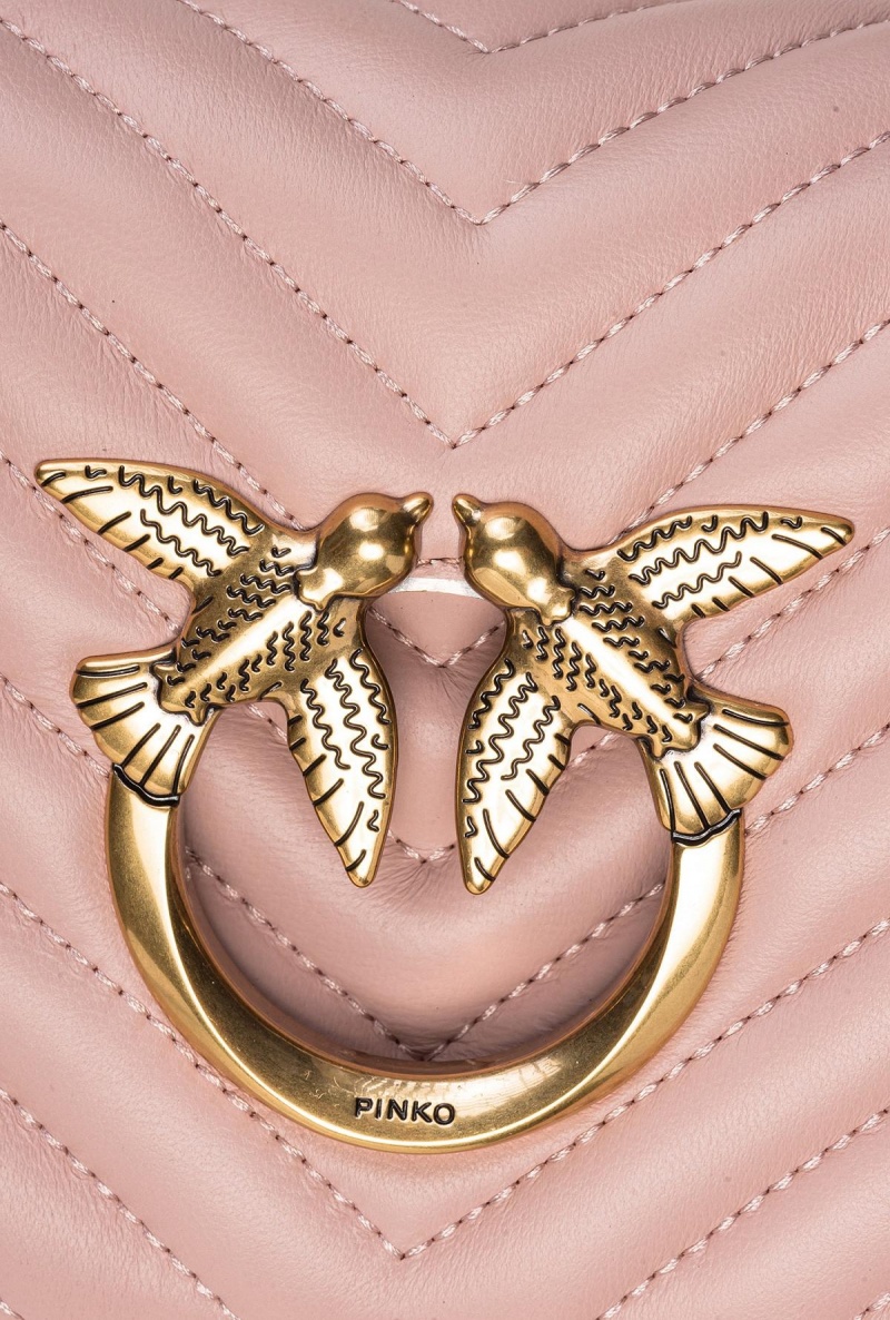 PINK/DUSTY PINK-ANTIQUE GOLD Pinko Mini Love Bag Click Chevron | MYNEJ38665