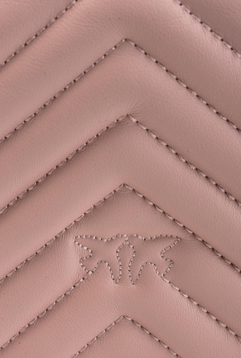 PINK/DUSTY PINK-ANTIQUE GOLD Pinko Mini Love Bag Click Chevron | MYNEJ38665