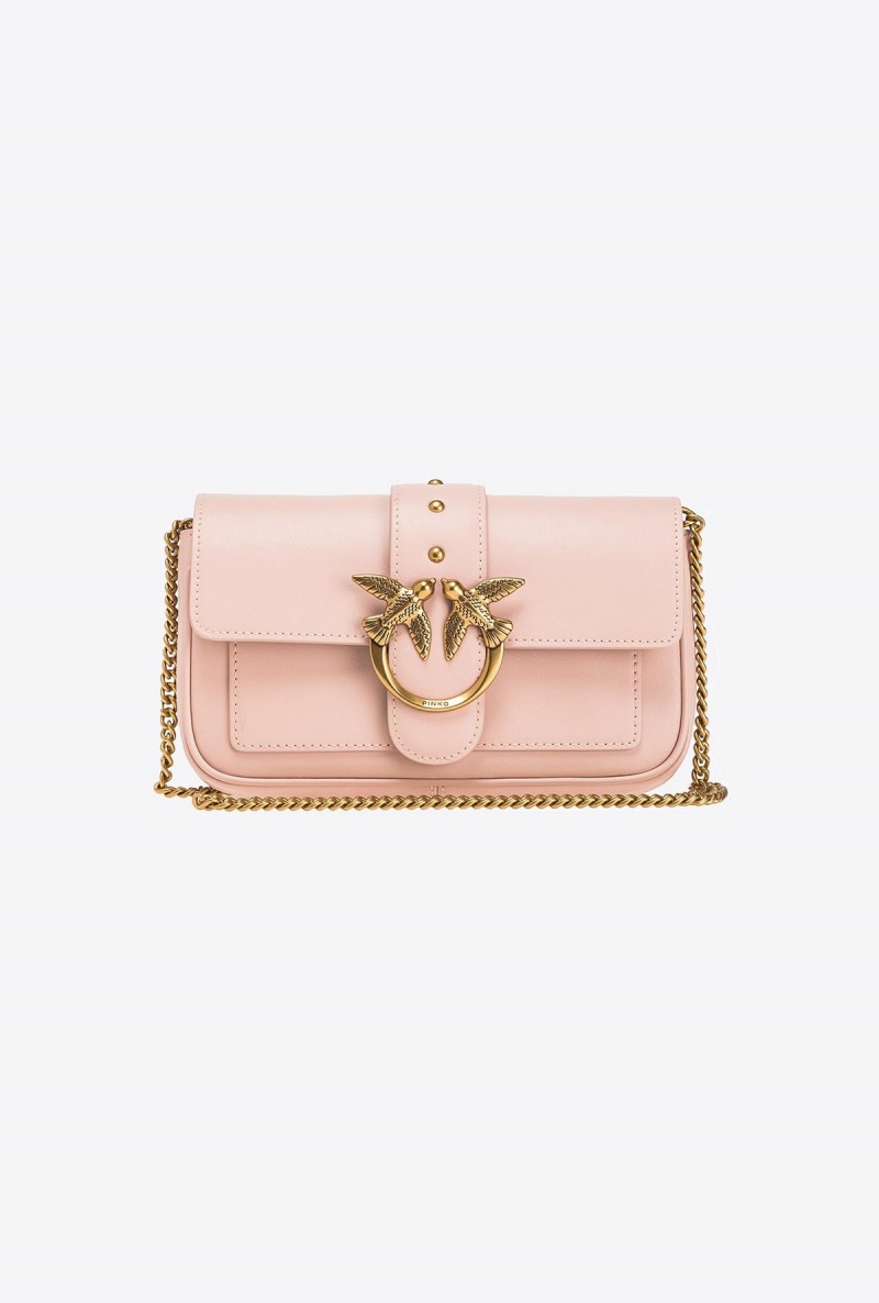 PINK/DUSTY PINK-ANTIQUE GOLD Pinko Pocket Love Bag One Simply | ZMYMJ82542