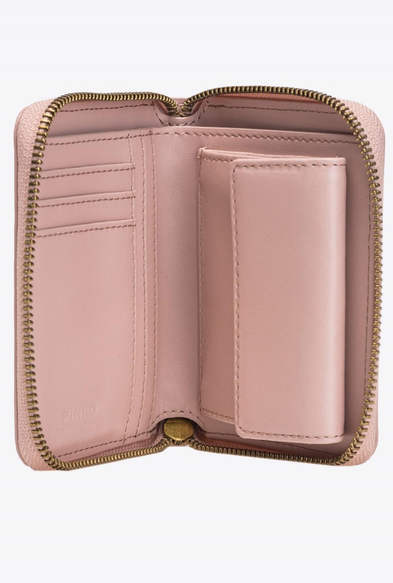 PINK/DUSTY PINK-ANTIQUE GOLD Pinko Square leather zip-around purse | MYJKU16152