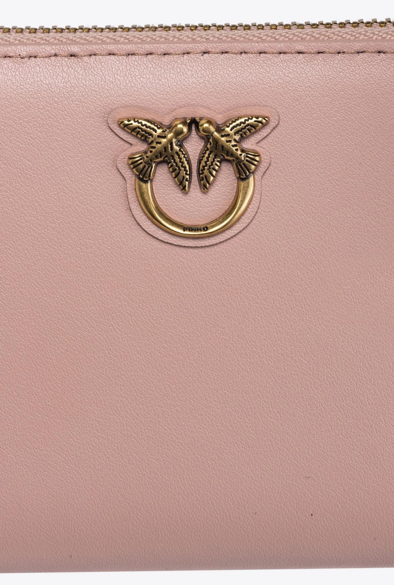 PINK/DUSTY PINK-ANTIQUE GOLD Pinko Square leather zip-around purse | MYJKU16152