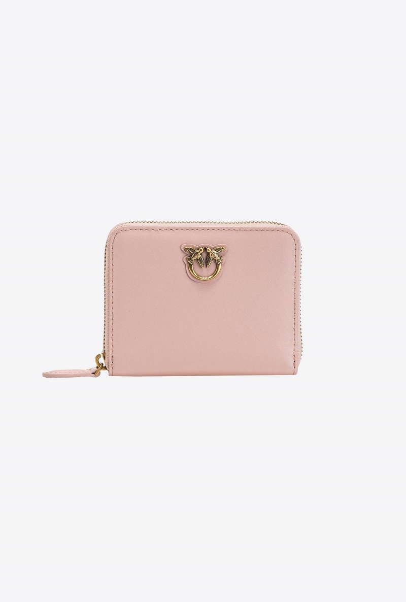 PINK/DUSTY PINK-ANTIQUE GOLD Pinko Square leather zip-around purse | MYJKU16152