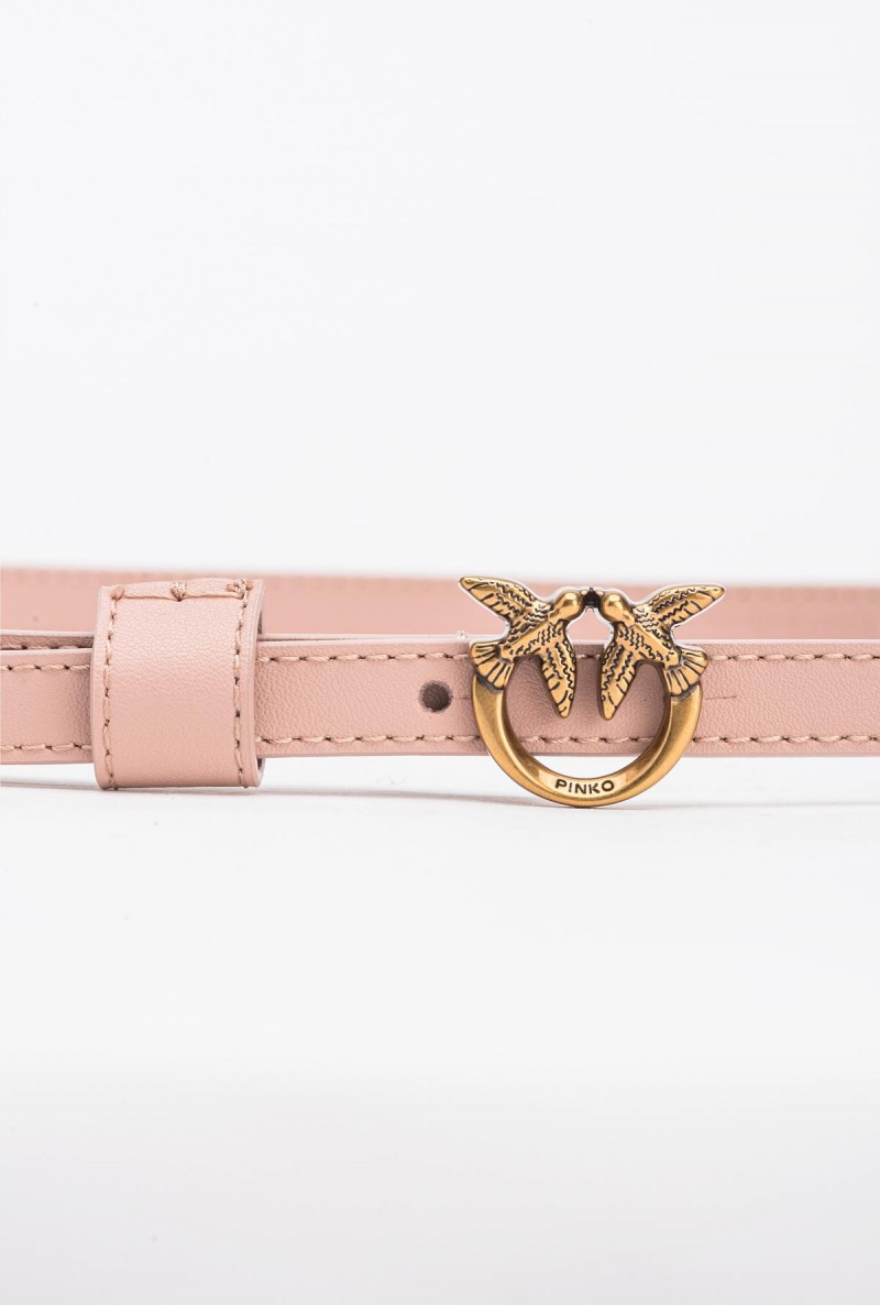 PINK/DUSTY PINK-ANTIQUE GOLD Pinko Thin belt with Love Birds buckle 1cm | AMYWC57055
