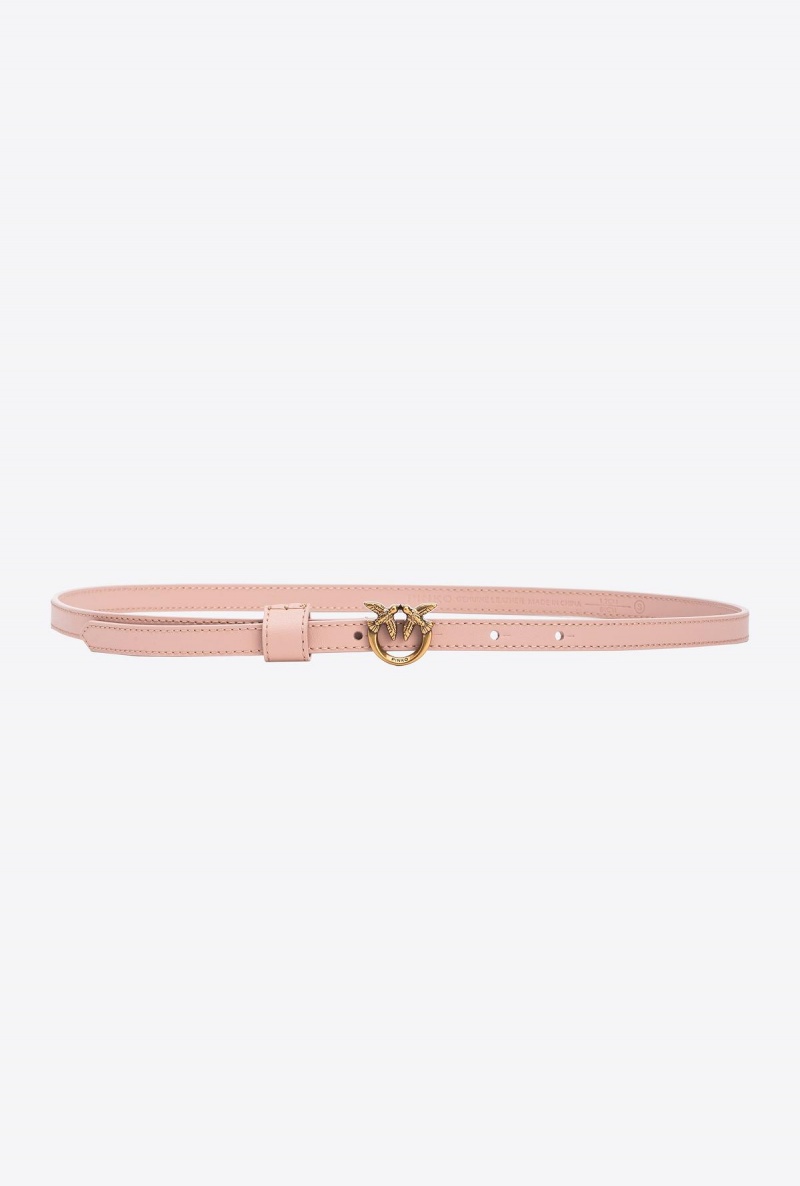 PINK/DUSTY PINK-ANTIQUE GOLD Pinko Thin belt with Love Birds buckle 1cm | AMYWC57055