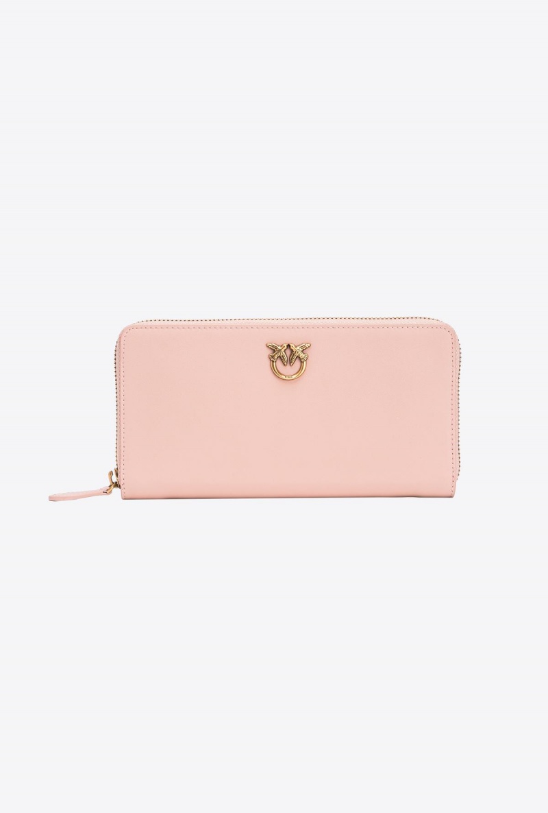 PINK/DUSTY PINK-ANTIQUE GOLD Pinko Zip-around leather purse | MYDYB23428