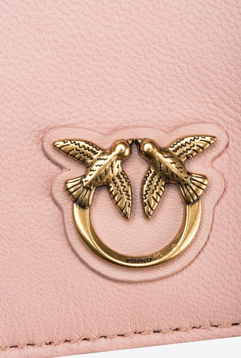 PINK/DUSTY PINK-ANTIQUE GOLD Pinko Zipped chevron-patterned card holder | MYIIZ49524