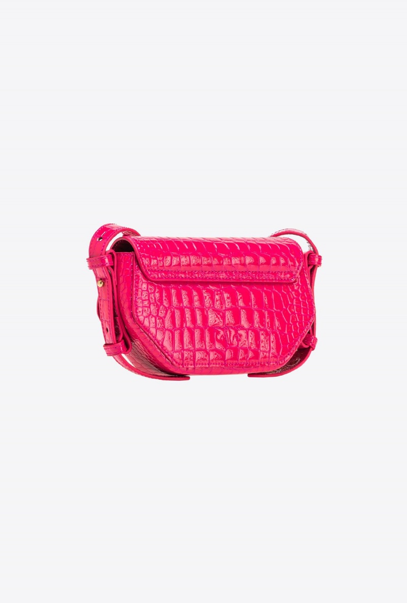 PINKO PINK-ANTIQUE GOLD Pinko Baby Love Bag Click Exagon in patent crocodile-print leather | EMYHC76678