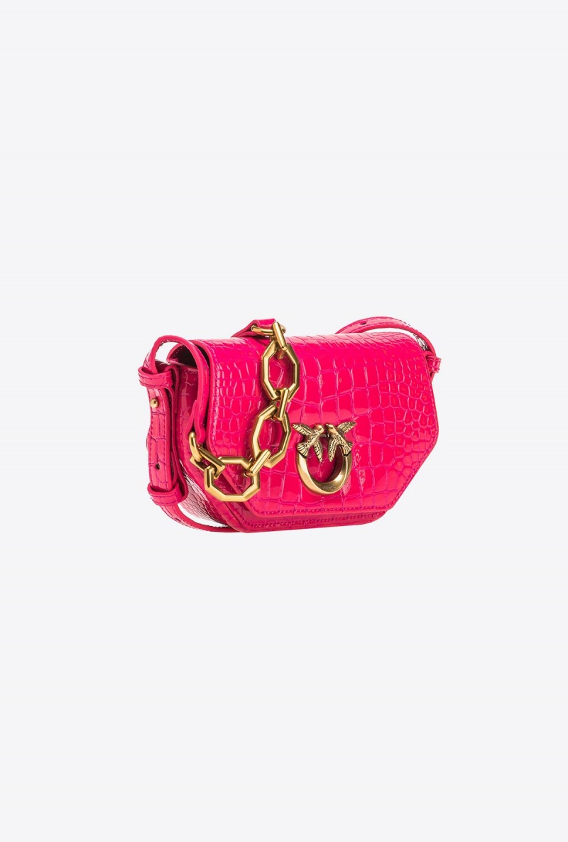 PINKO PINK-ANTIQUE GOLD Pinko Baby Love Bag Click Exagon in patent crocodile-print leather | EMYHC76678