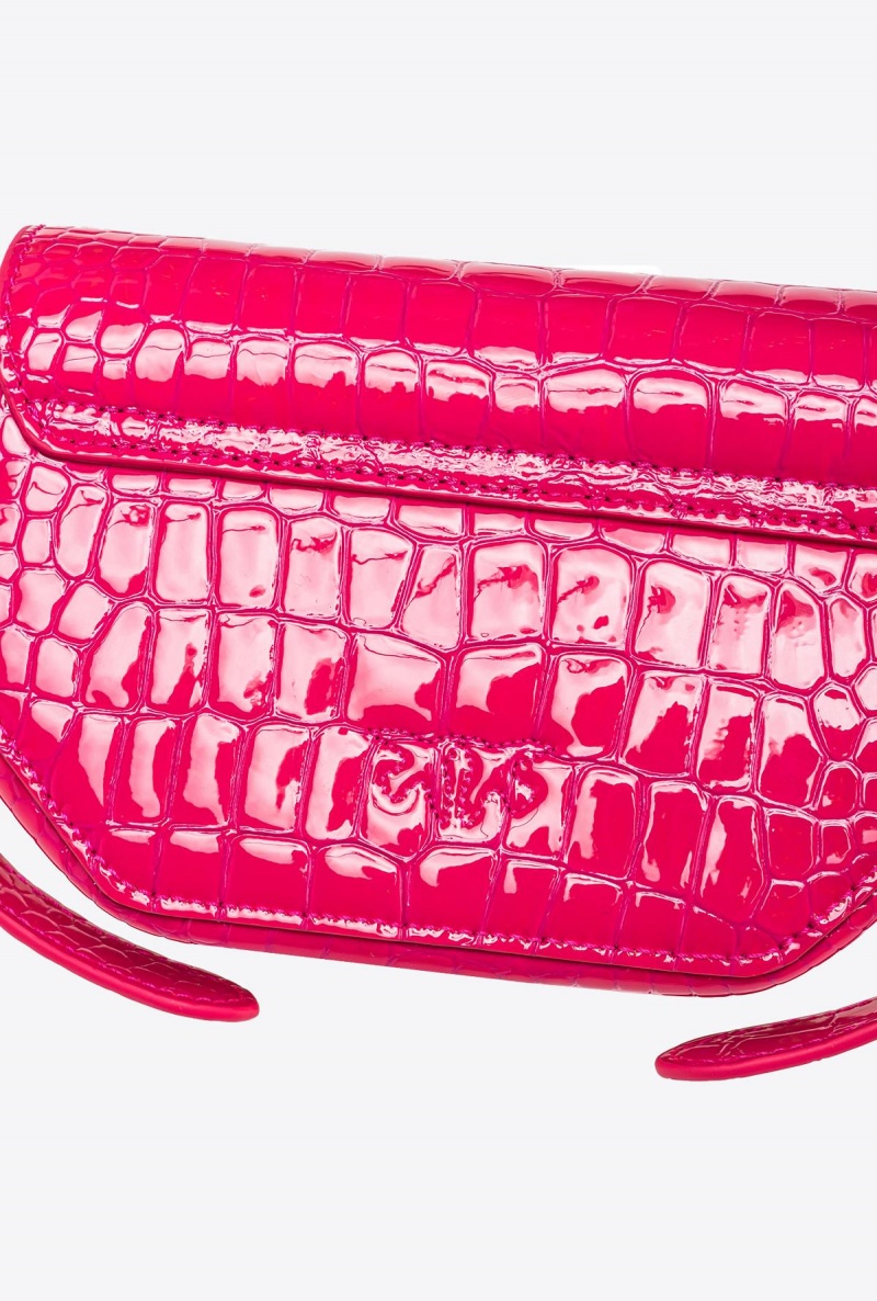 PINKO PINK-ANTIQUE GOLD Pinko Baby Love Bag Click Exagon in patent crocodile-print leather | EMYHC76678