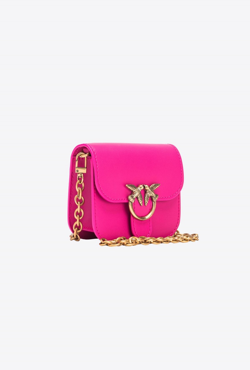 PINKO PINK-ANTIQUE GOLD Pinko Micro Love Bag Bell in leather | ZMYMJ54173