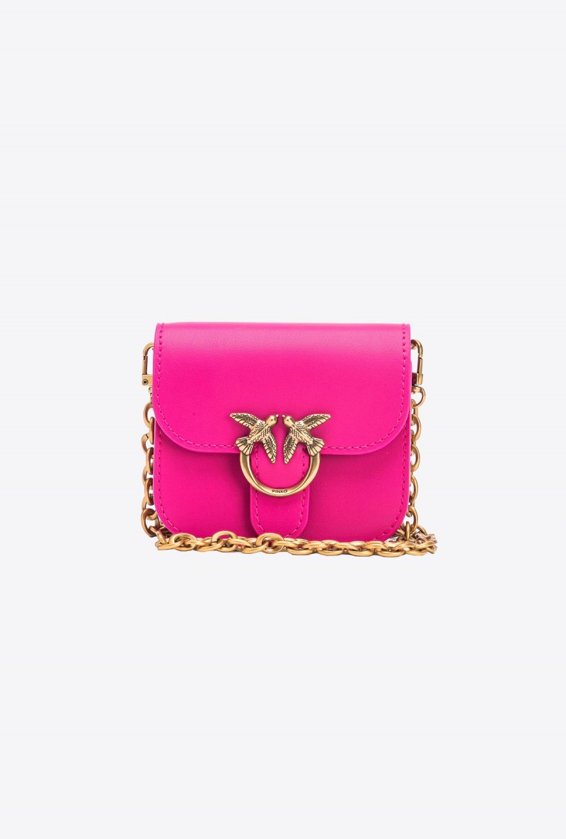 PINKO PINK-ANTIQUE GOLD Pinko Micro Love Bag Bell in leather | ZMYMJ54173