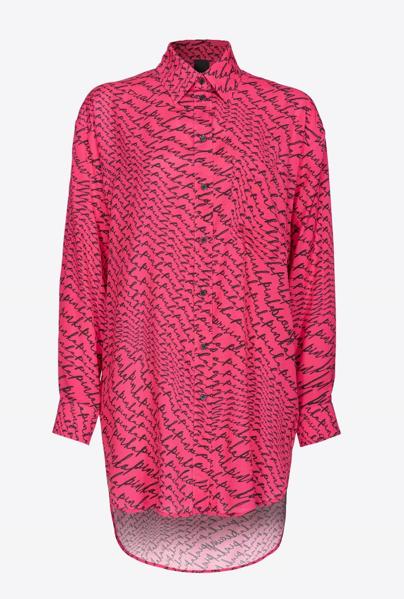 PINKO PINK/BLACK Pinko Long shirt with fluid logo print | TMYPQ13972
