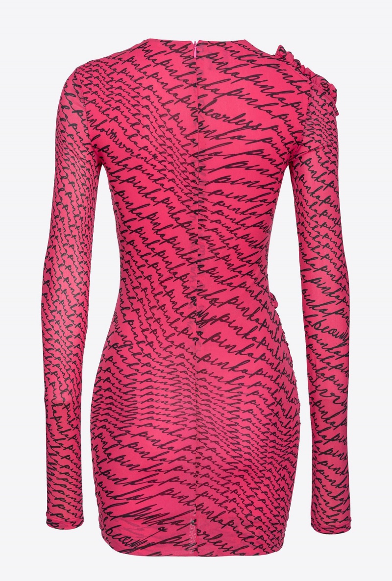 PINKO PINK/BLACK Pinko Mini dress with fluid logo print | EMYVG83629
