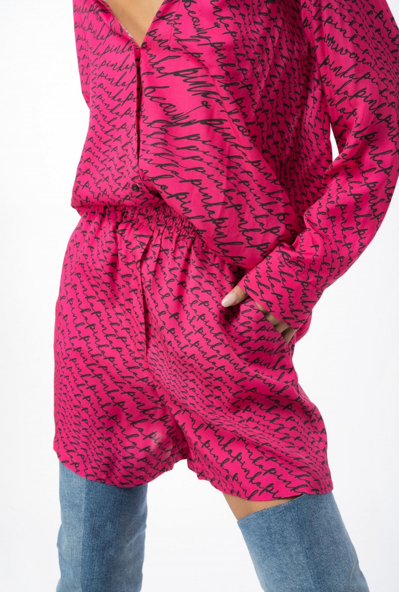 PINKO PINK/BLACK Pinko Shorts with fluid logo print | MYICD39321